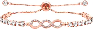 Uloveido Infinity Tennis Bracelet for Women with Sparkling Cubic Zirconia, Endless Love Infinite Symbol Bracelets For Women