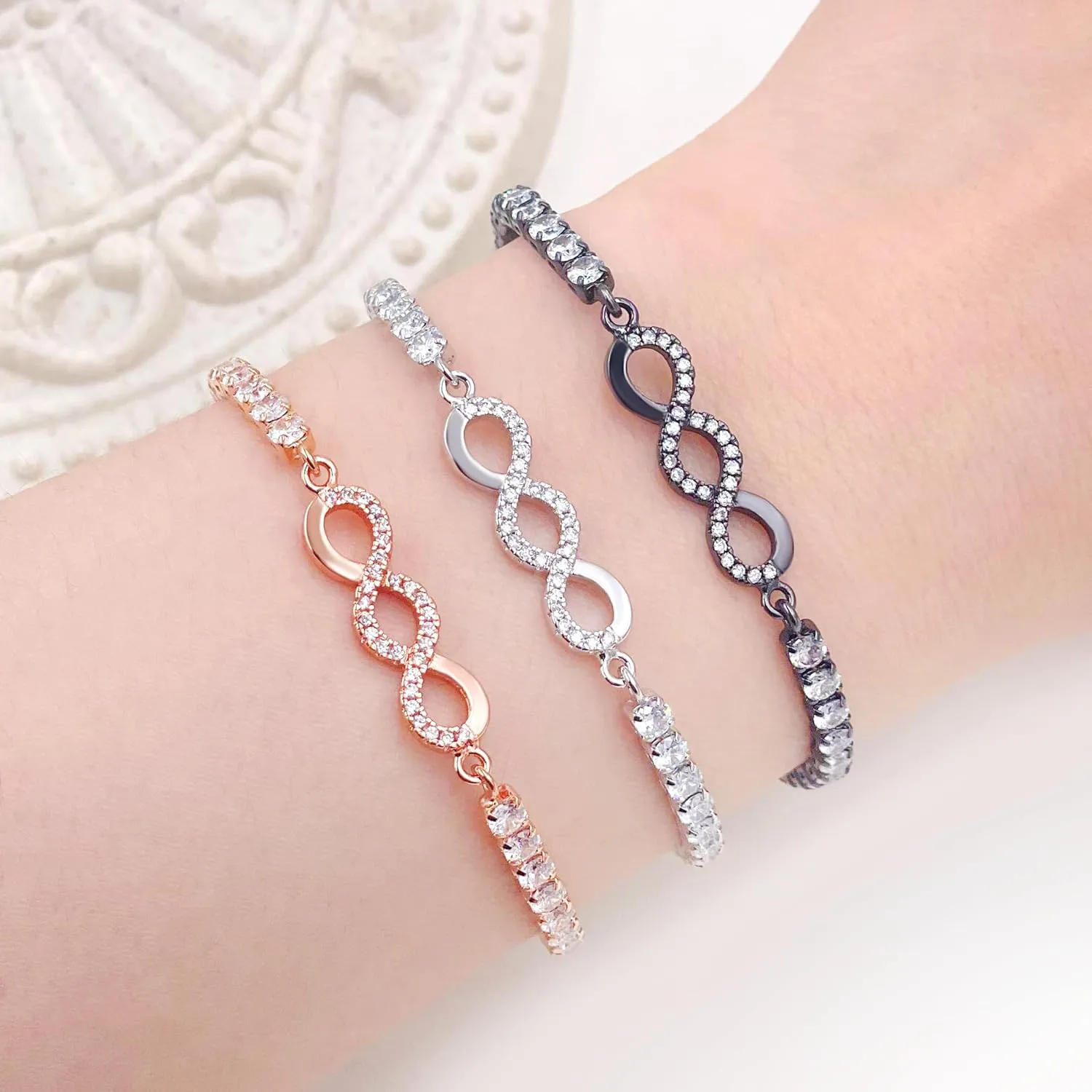 Uloveido Infinity Tennis Bracelet for Women with Sparkling Cubic Zirconia, Endless Love Infinite Symbol Bracelets For Women