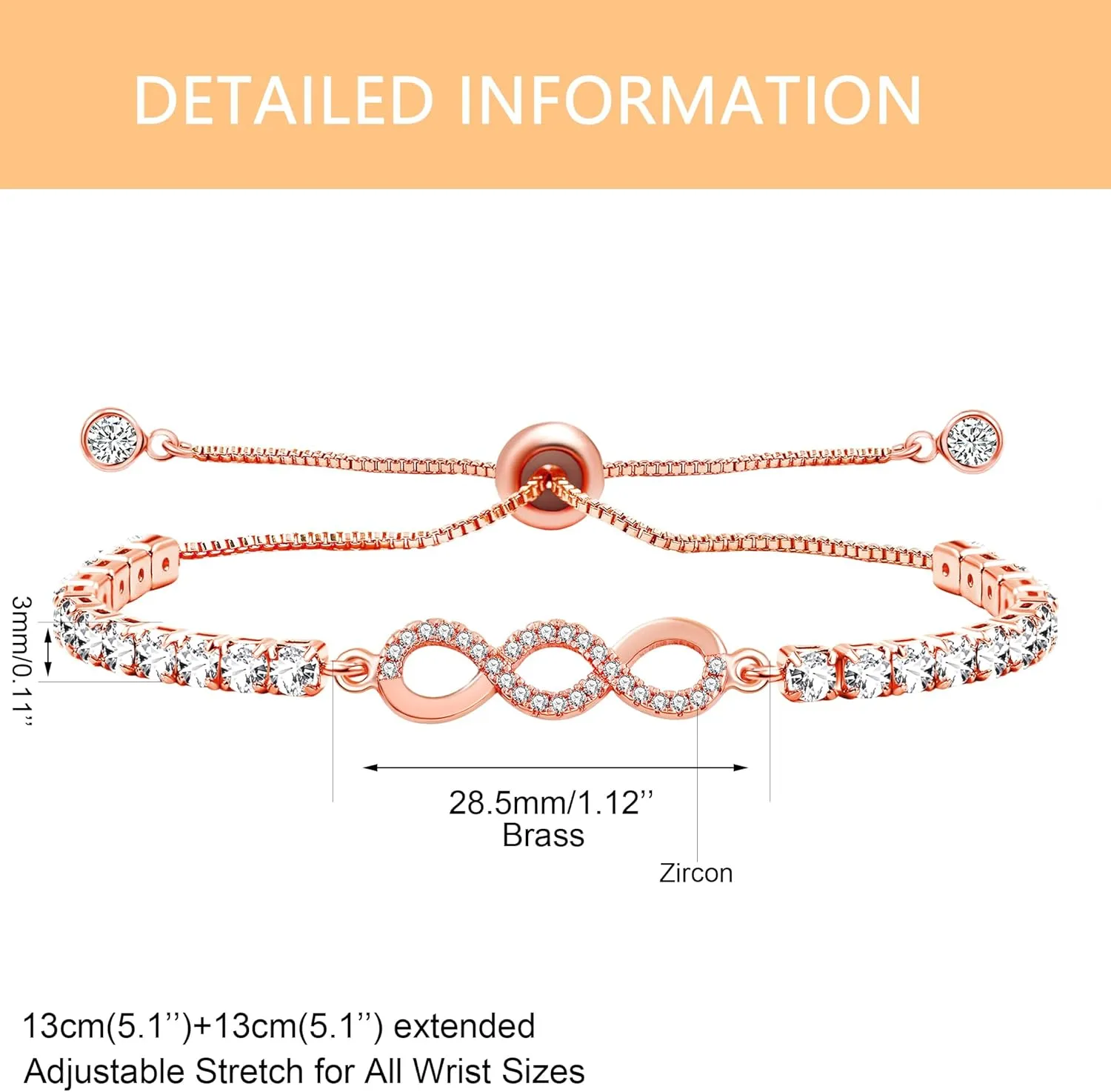 Uloveido Infinity Tennis Bracelet for Women with Sparkling Cubic Zirconia, Endless Love Infinite Symbol Bracelets For Women