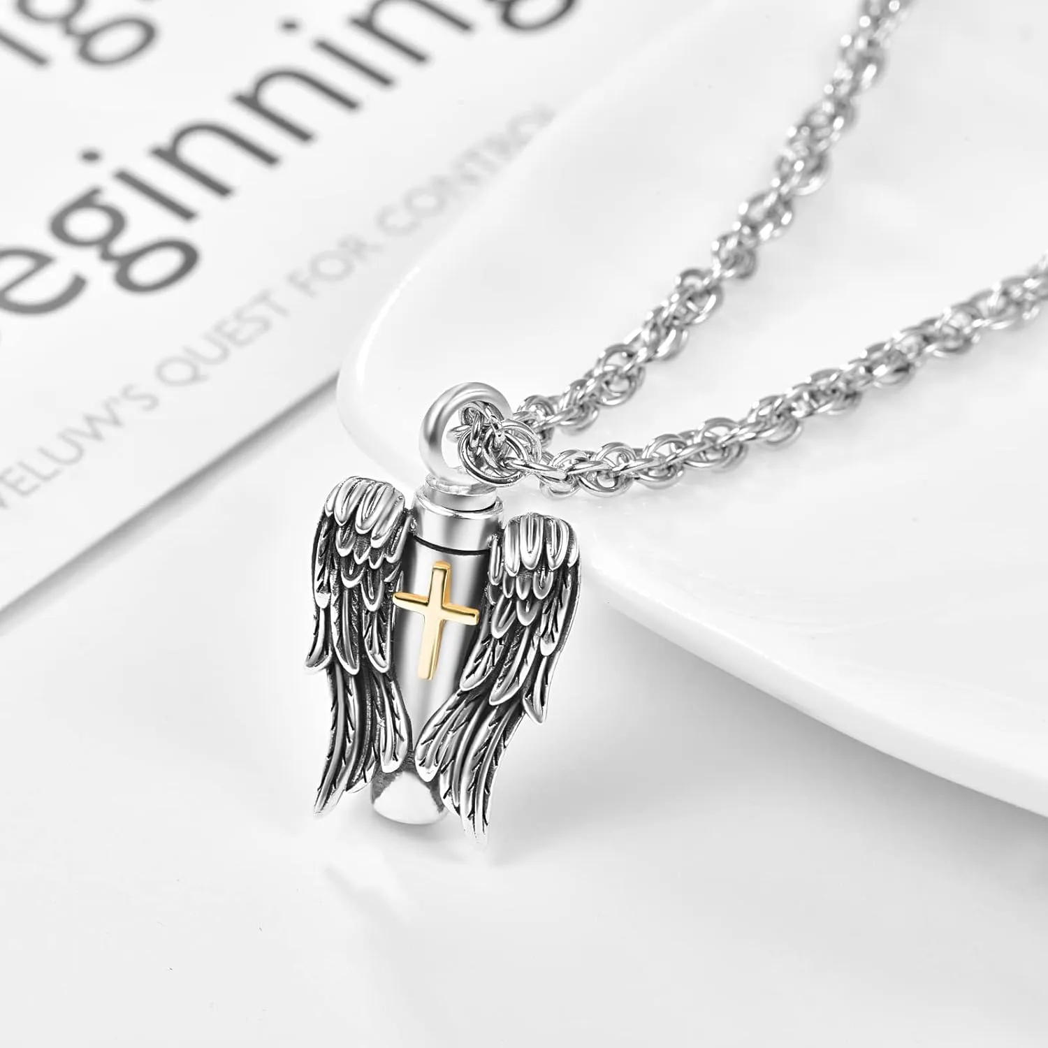 Urn Necklaces for Ashes for Men Women 925 Sterling Silver Cross Necklace for Human Pets Ashes Cremation Memorial Jewelry for Keepsake
