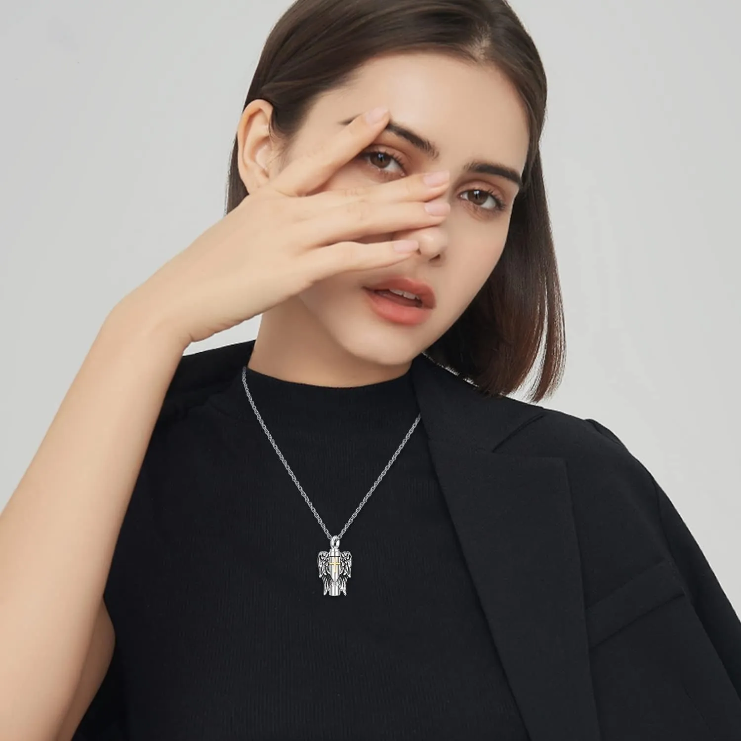 Urn Necklaces for Ashes for Men Women 925 Sterling Silver Cross Necklace for Human Pets Ashes Cremation Memorial Jewelry for Keepsake
