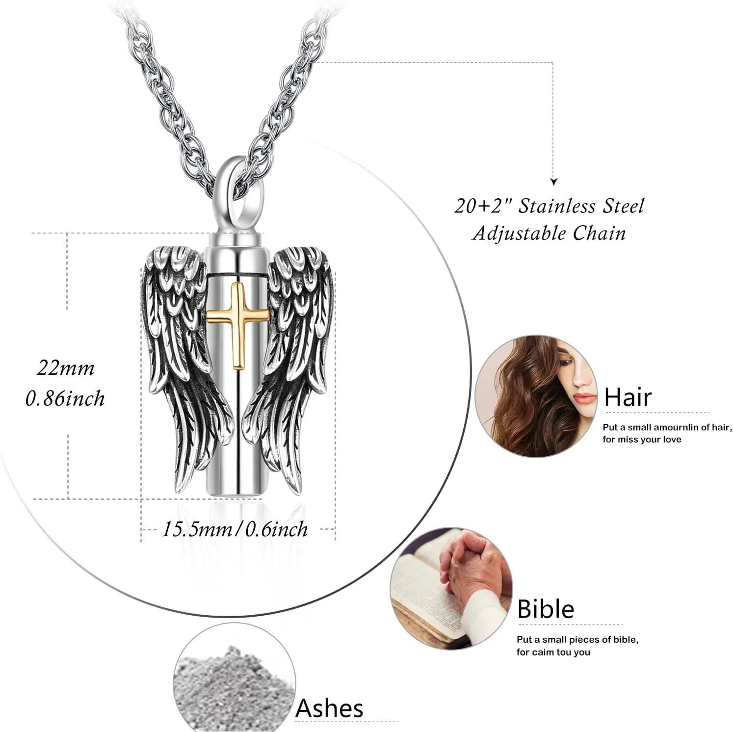 Urn Necklaces for Ashes for Men Women 925 Sterling Silver Cross Necklace for Human Pets Ashes Cremation Memorial Jewelry for Keepsake