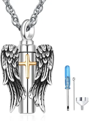 Urn Necklaces for Ashes for Men Women 925 Sterling Silver Cross Necklace for Human Pets Ashes Cremation Memorial Jewelry for Keepsake
