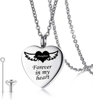 Urn Necklaces for Human Ashes Forever in My Heart Cremation Jewelry Necklace Pendant Funnel Filler Kit