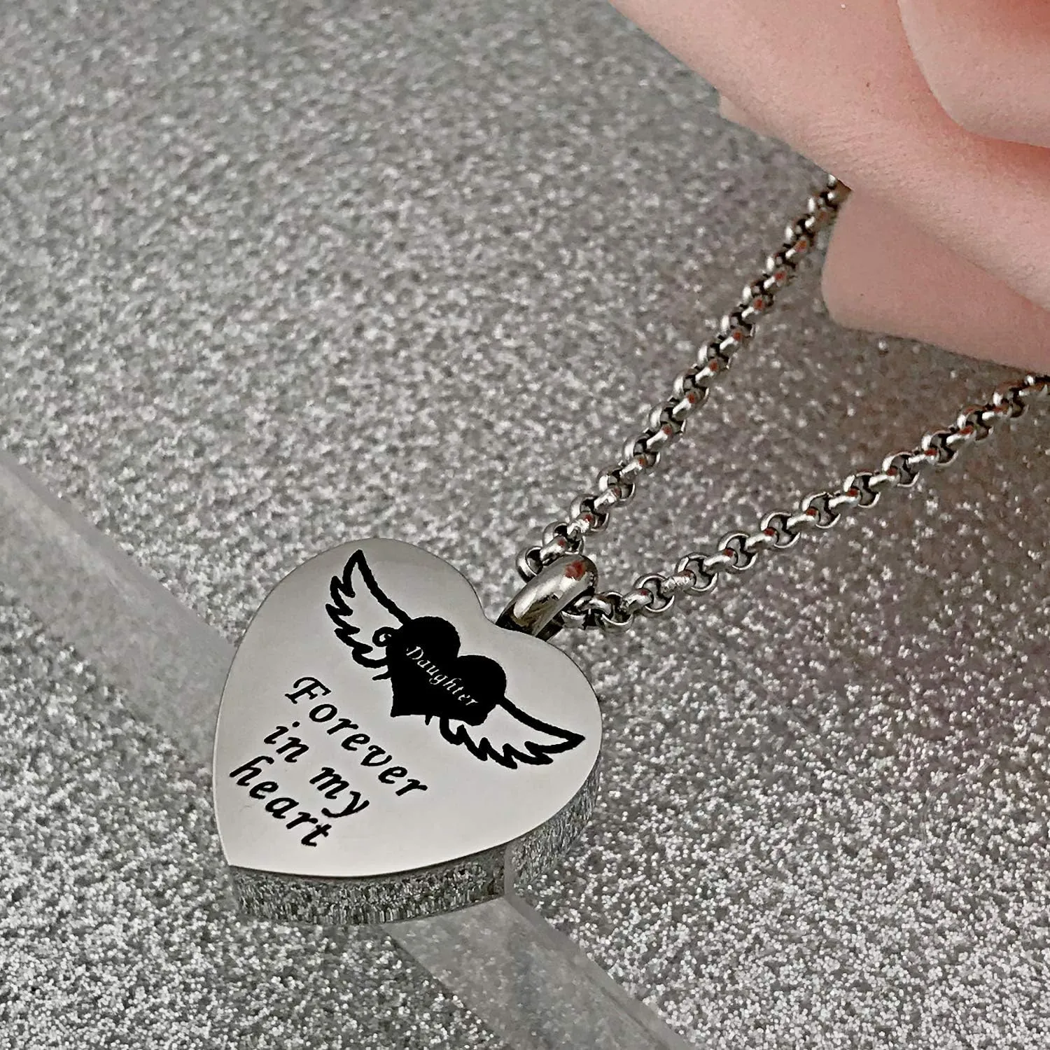 Urn Necklaces for Human Ashes Forever in My Heart Cremation Jewelry Necklace Pendant Funnel Filler Kit