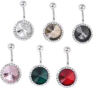 VALICLUD Belly Piercing Jewelry Set 6pcs Zirconia Navel Rings Dangly Studs Decorative and Comfortable