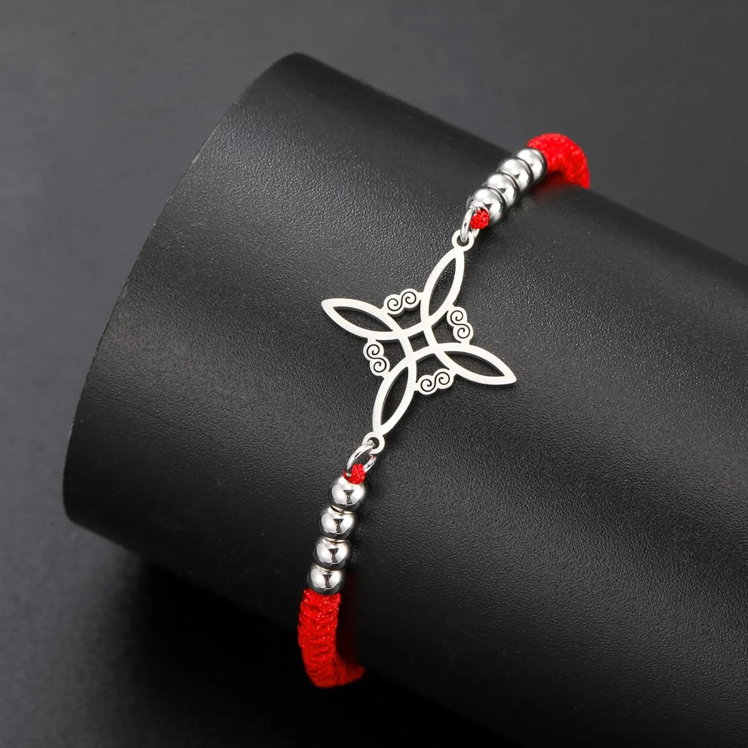 VASSAGO Witches Knot Bracelet for Women Men Stainless Steel Magic Celtic Knot Adjustable Colored Beaded Braided Witch Knot Bracelets String Wiccan Witchcraft Jewelry