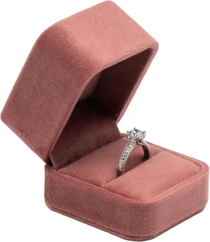 Velvet Single Ring Box Case Holder for Engagement Proposal Birthday Wedding,Jewelry Ring Box Jewelry Packaging Box (Dusty Rose)