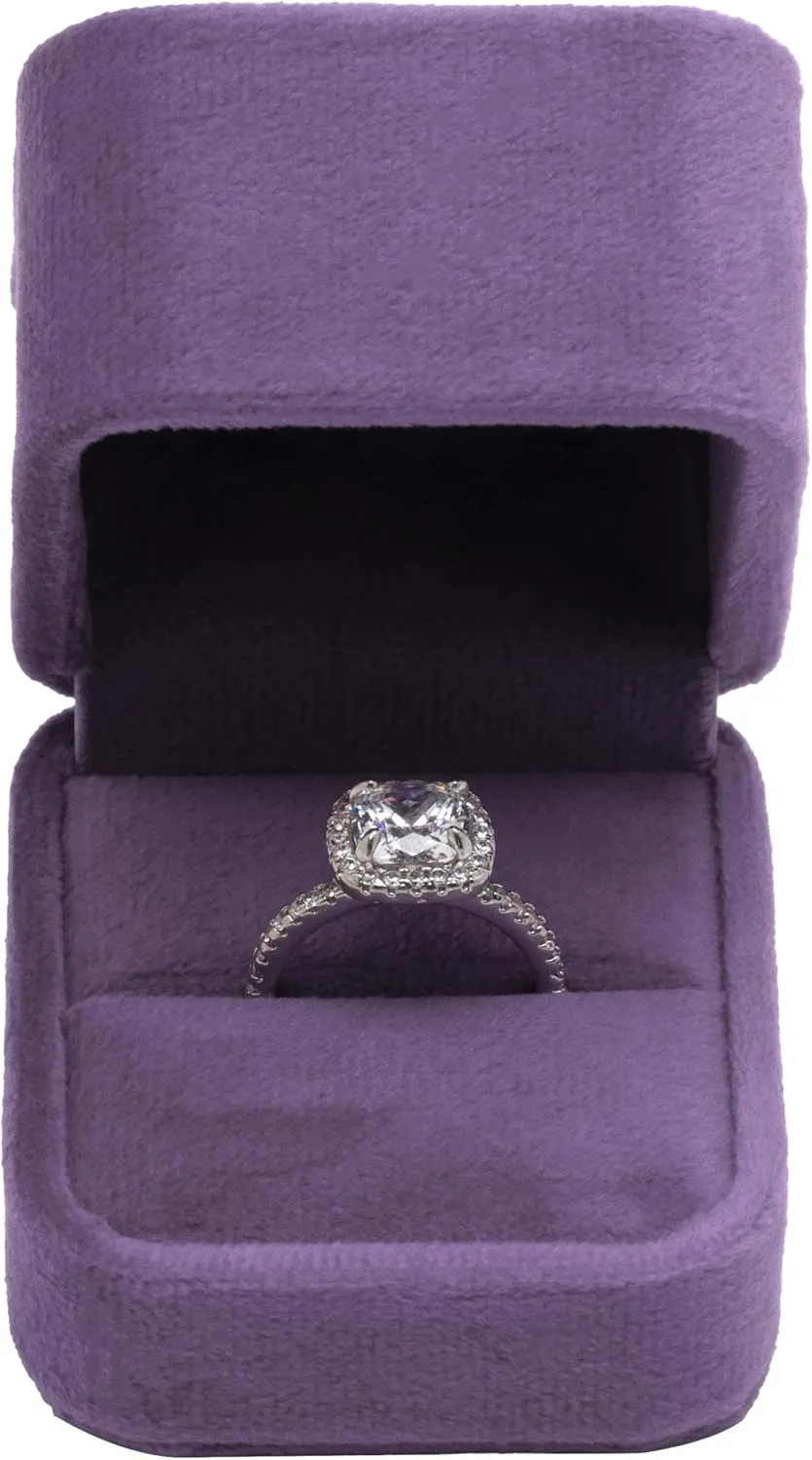 Velvet Single Ring Box Case Holder for Engagement Proposal Birthday Wedding,Jewelry Ring Gift Box Jewelry Packaging Box (Purple)