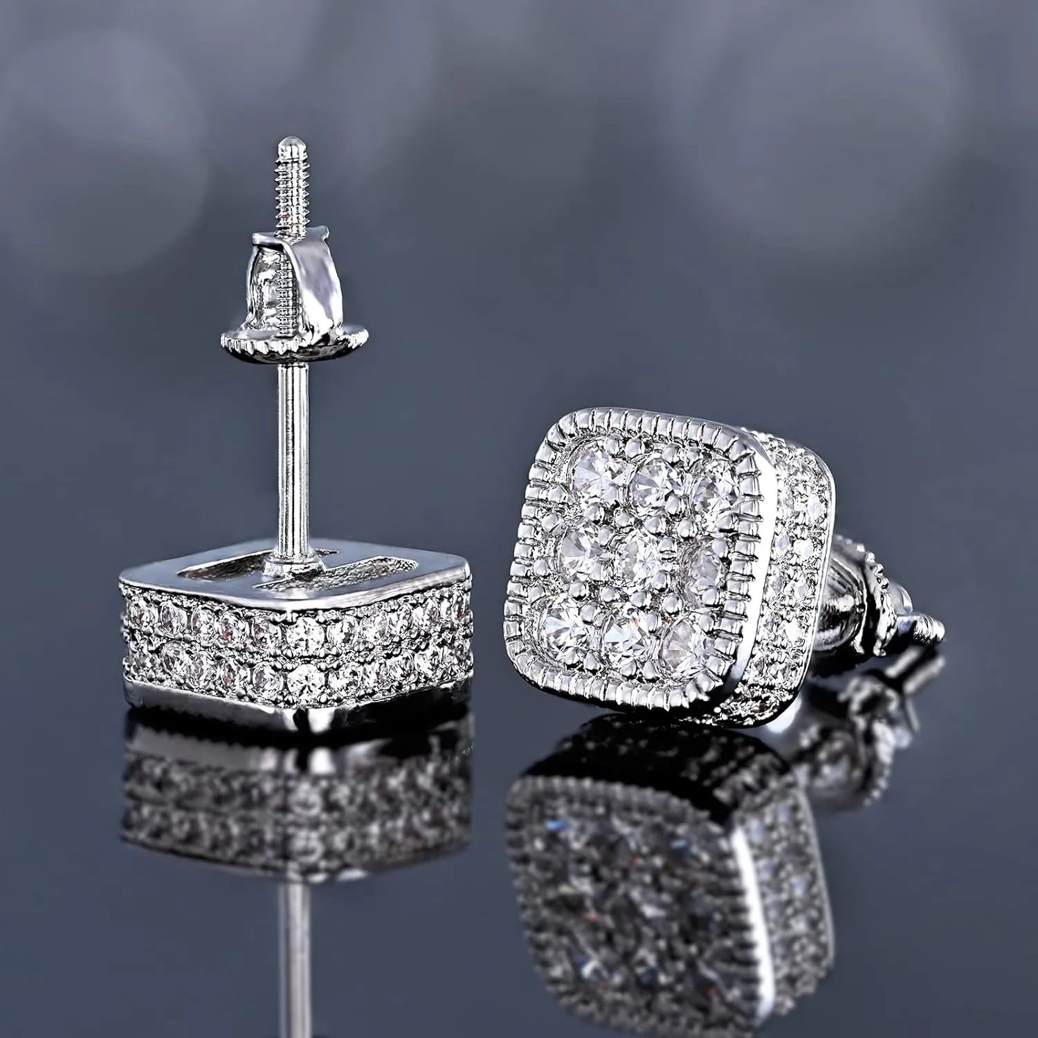 VEXXS S925 Diamond Stud Earrings for Men, 14K Real Gold Plated Iced Out Earrings Micro Pave 5A CZ Stones Mens Studs, Hypoallergenic 925 Sterling Silver Studs