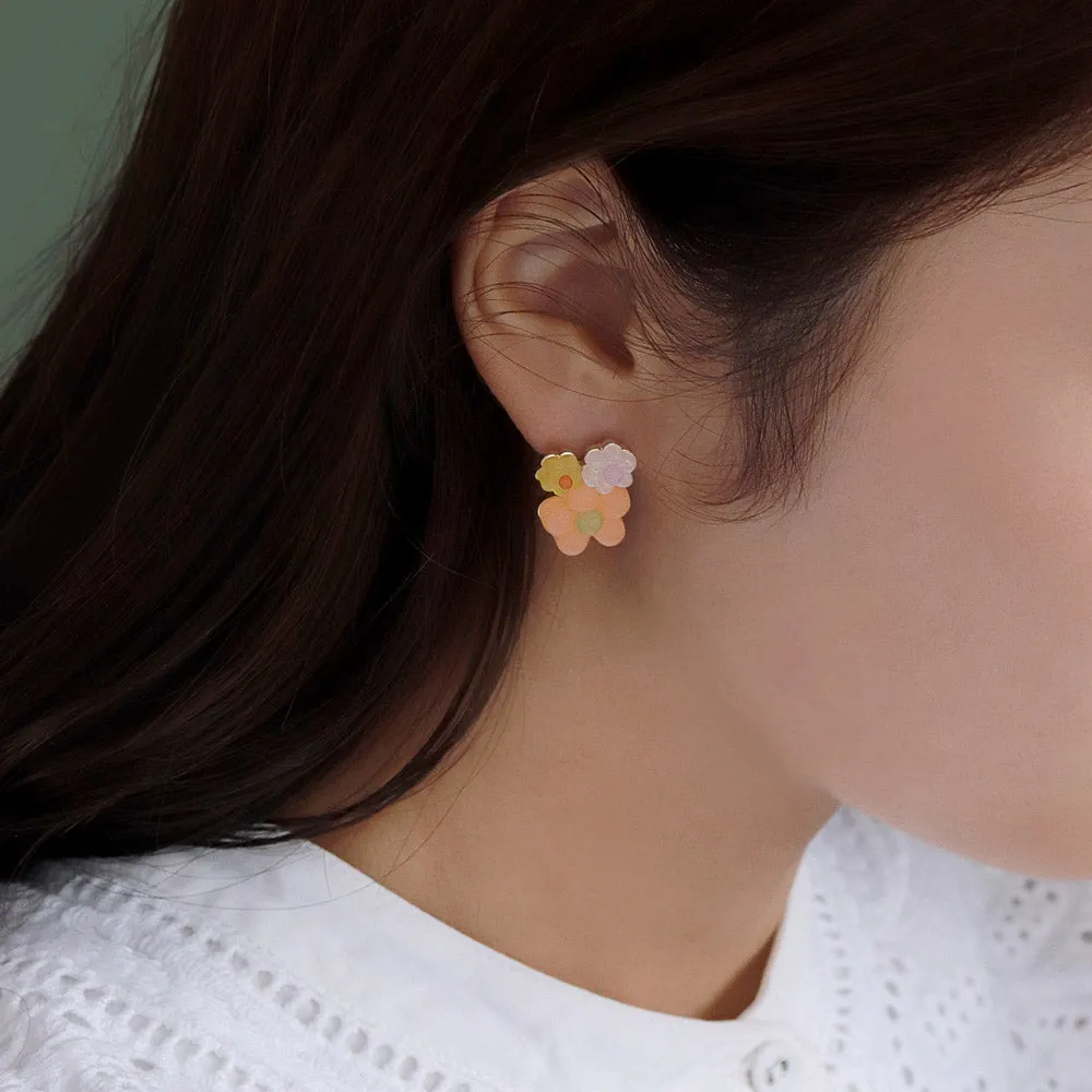 Vibrant Triple Flower Earrings