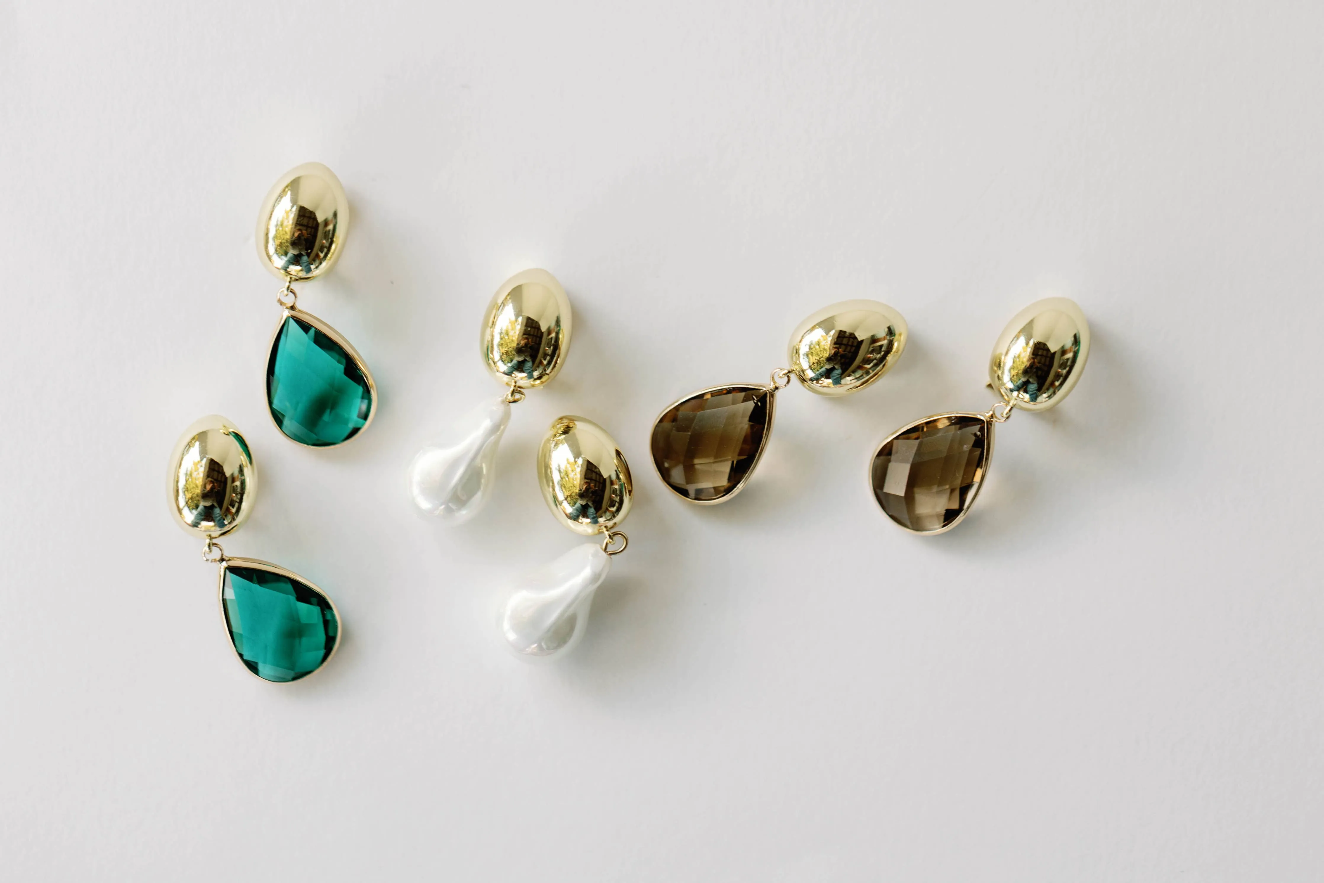 Vintage Chunky Gold and Green Statement Drop Earrings