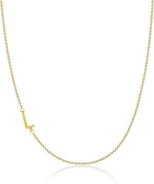 VIROMY Dainty Sideways Initial Name Necklace for Women 14K Gold Plated Minimalist Letter Necklace Personalized Name Choker Necklaces Simple Everyday Jewelry