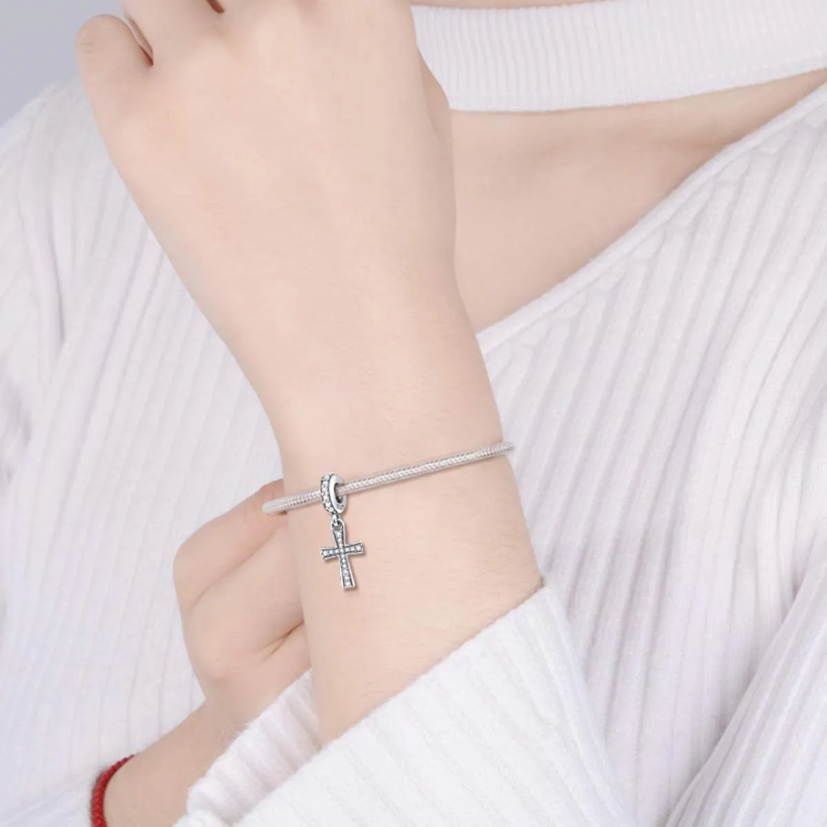 Vito 925 Sterling Silver Cross Charms Bead for Women, Vintage European Religion God Beads for European Bracelets Diy Jewelry Gift