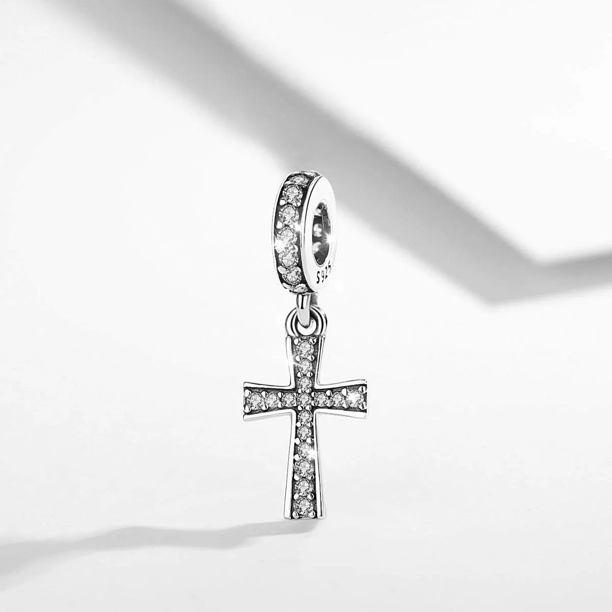 Vito 925 Sterling Silver Cross Charms Bead for Women, Vintage European Religion God Beads for European Bracelets Diy Jewelry Gift