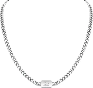 VNOX Silver/Gold/Black Initial Necklace for Men - A-Z Letter Necklaces Cuban Link Chain Pendant Neckless for Mens Womens Valentines Day Christmas Birthday Jewelry Gift