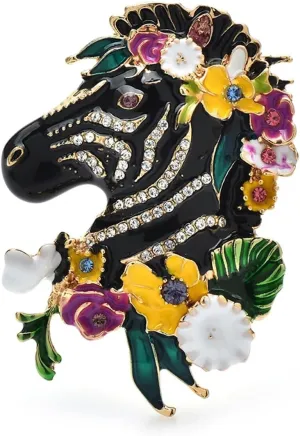 Wear Flowers Zebra Brooch Pin For Women Enamel Animal Brooch Pins Lapel Pins