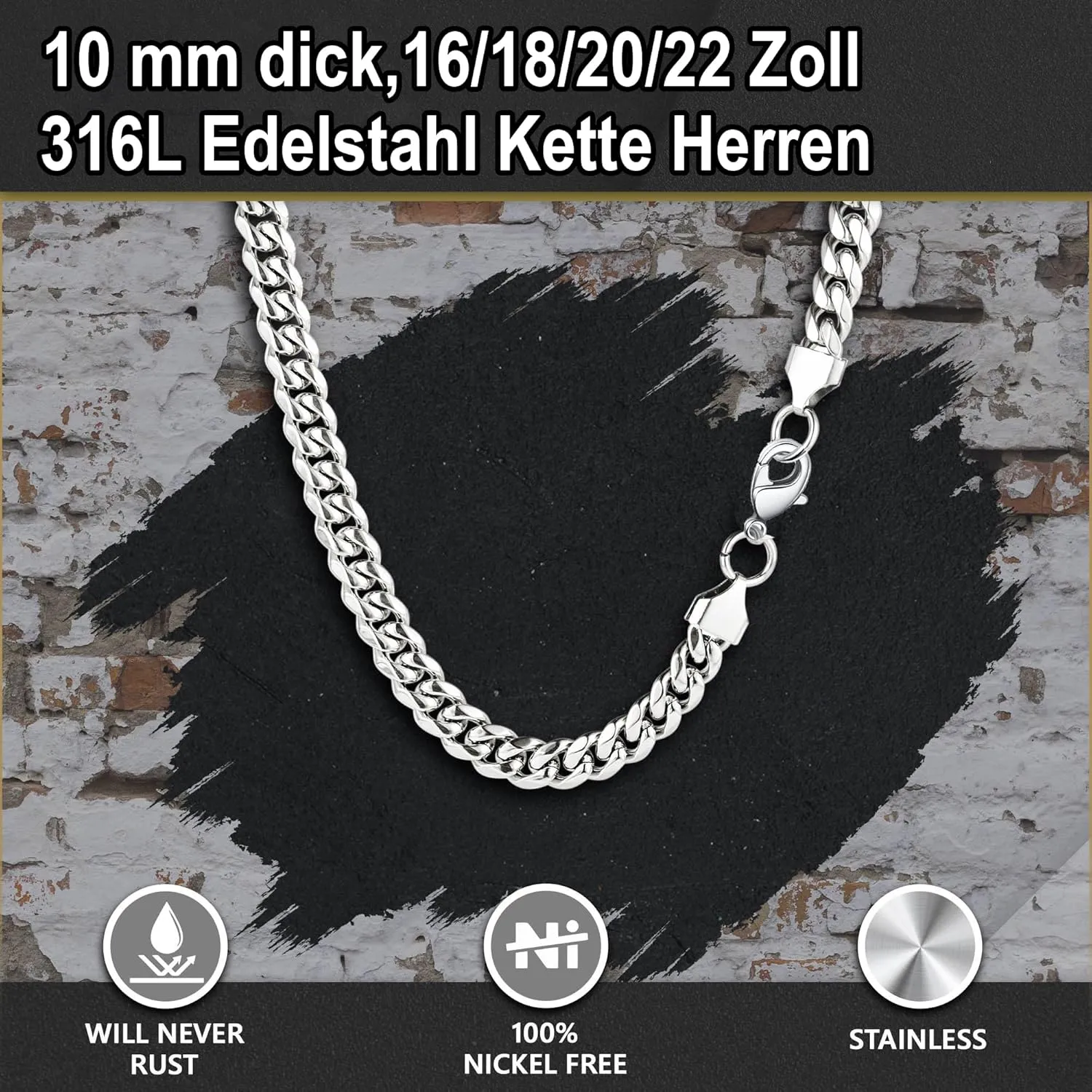 WEDDINEN Cross Necklace for Men Boys, Stainless Steel Layered Cross Pendant Cuban/Figaro Chains Christmas Jewelry Gifts