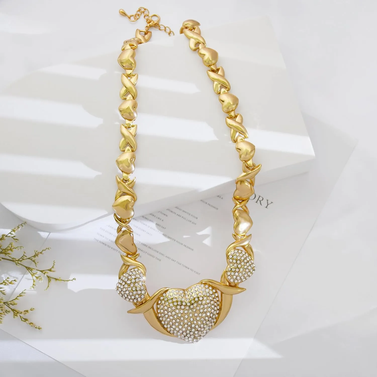 Woman Jewelry Sets Gold Jewelry Sets XOXO Women's Gold Jewelry Fashion Jewelry Necklaces Earrings Woman Accessories Bracelets Jewelry Gifts Love Necklaces