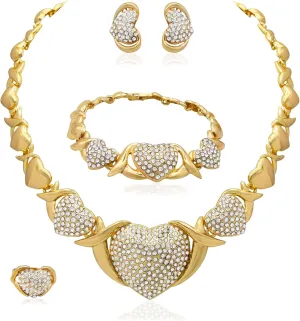Woman Jewelry Sets Gold Jewelry Sets XOXO Women's Gold Jewelry Fashion Jewelry Necklaces Earrings Woman Accessories Bracelets Jewelry Gifts Love Necklaces