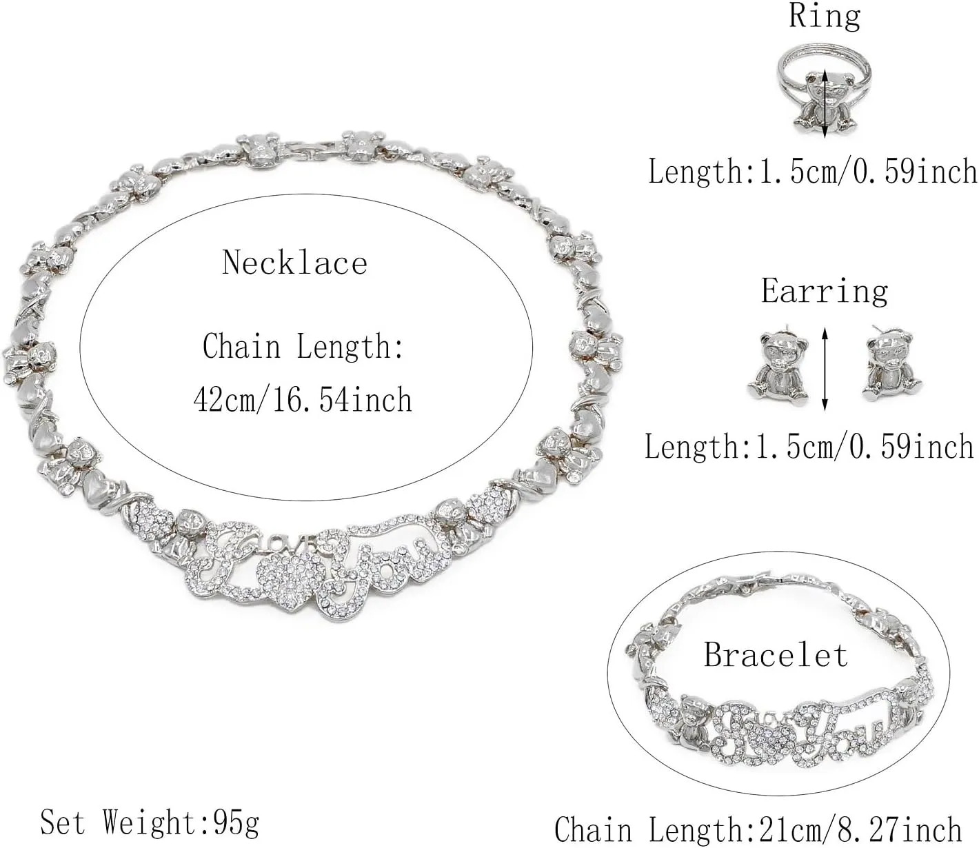 Woman Jewelry Sets Gold Jewelry Sets XOXO Women's Gold Jewelry Fashion Jewelry Necklaces Earrings Woman Accessories Bracelets Jewelry Gifts Love Necklaces
