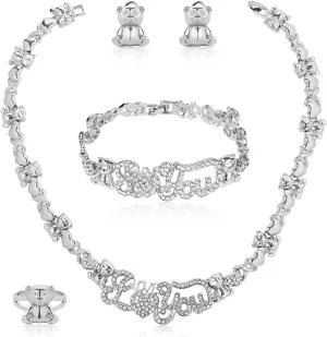 Woman Jewelry Sets Gold Jewelry Sets XOXO Women's Gold Jewelry Fashion Jewelry Necklaces Earrings Woman Accessories Bracelets Jewelry Gifts Love Necklaces