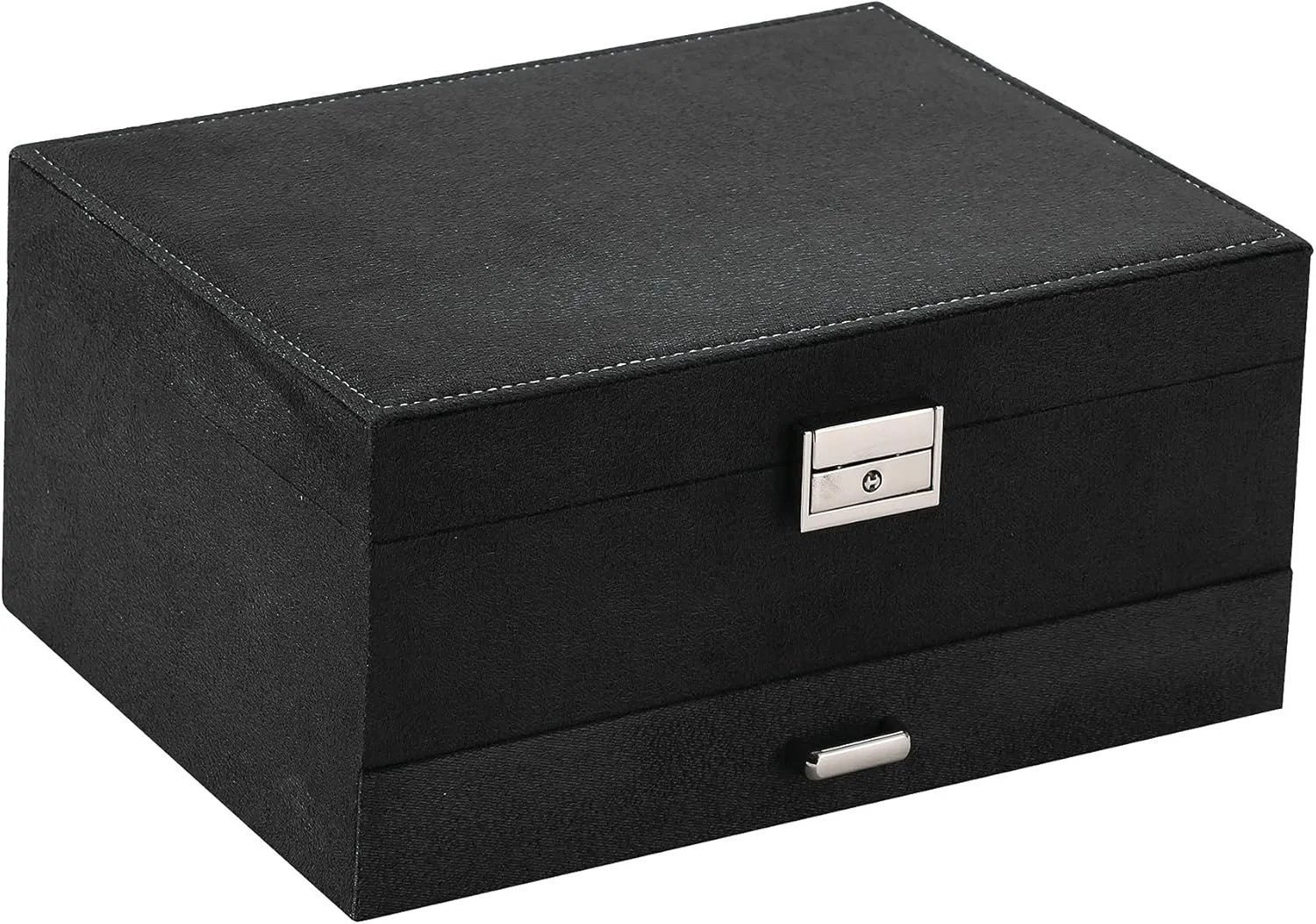 Women Jewelry Organizer Box, 3-Layer Velvet Jewelry Boxes Display Storage Case with Lock for Rings Necklace Earrings (Black), ZUZ002B