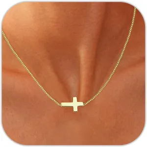 Women&Mom Gifts Cross Necklace for Birthday Cross Pendant Necklace Delicate Christian Jewelry Minimalist Faith Gifts