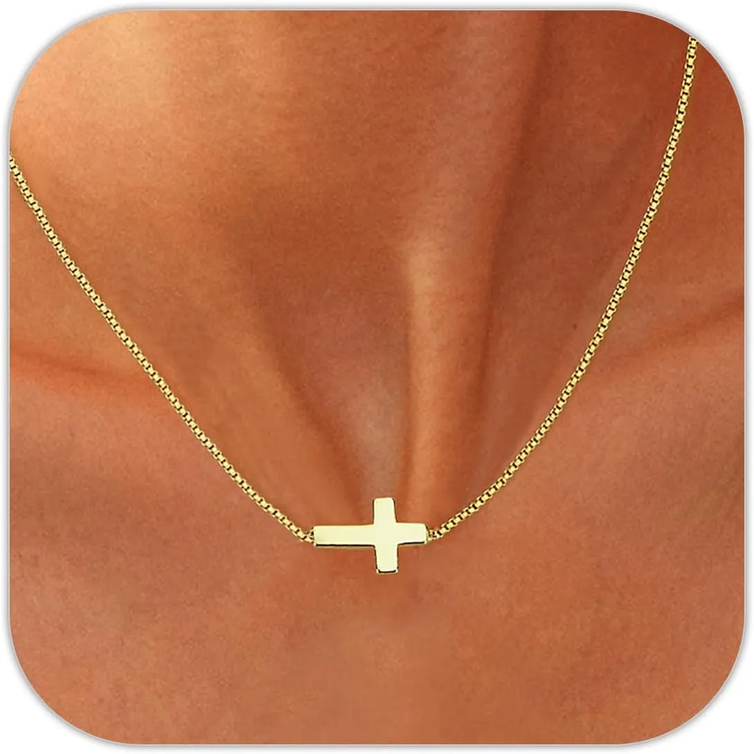 Women&Mom Gifts Cross Necklace for Birthday Cross Pendant Necklace Delicate Christian Jewelry Minimalist Faith Gifts