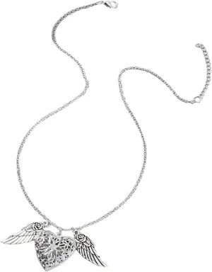 Women's Necklaces, Fashion Woman Jewelry Flying Heart Glow Locket with Rose Wings Magic Glow in the dark Jewelry Necklace