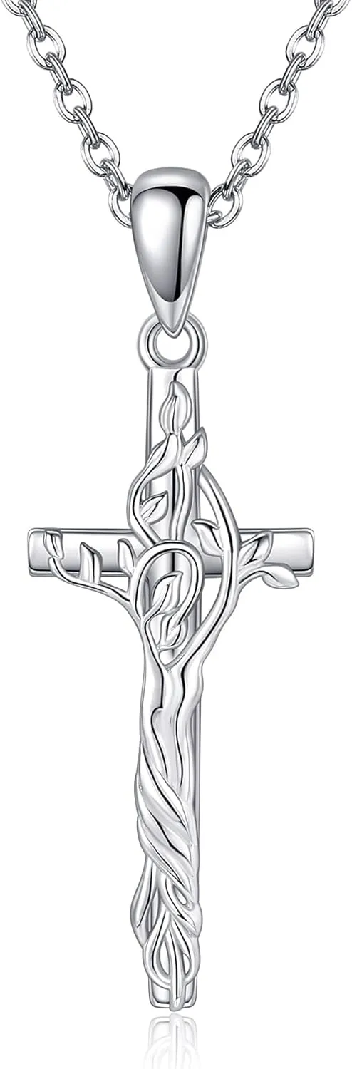 Women's Sunflower/Rose Cross Necklace 925 Sterling Silver Delicate Sunflower Pendant Ladies Mum Sunflower/Rose Gift