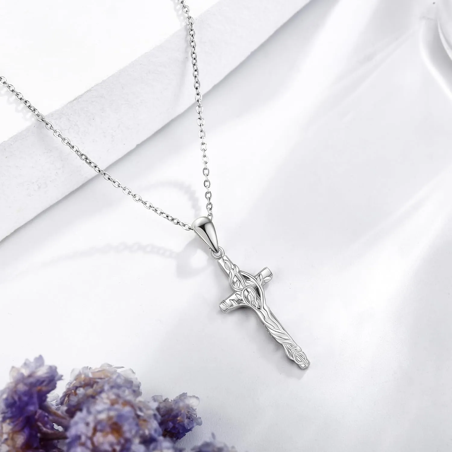 Women's Sunflower/Rose Cross Necklace 925 Sterling Silver Delicate Sunflower Pendant Ladies Mum Sunflower/Rose Gift