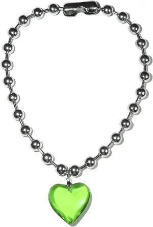 Y2K Colorful Big Heart Shape Pendant Necklace Simple Chunky Transparent Glass Puffy Love Heart Beaded Clavicle Chain Necklace Aesthetic Hip Hop Jewelry for Women