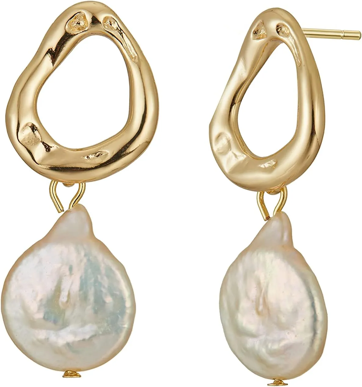 Y2K Jewelry Pearl Hoop Earring Drop Delicate Barque Hypoallergenic Pearl Dangle Earring Jewelry for Women Girl