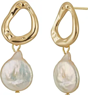 Y2K Jewelry Pearl Hoop Earring Drop Delicate Barque Hypoallergenic Pearl Dangle Earring Jewelry for Women Girl