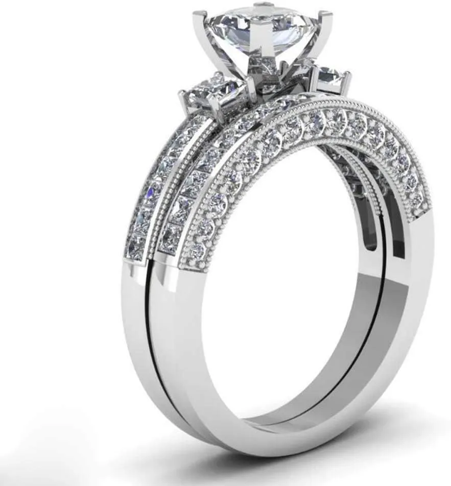 Yellow Gold Filled Bridal Sets Marquise cut Cz Engagement Ring 2pcs Womens Wedding Ring Sets
