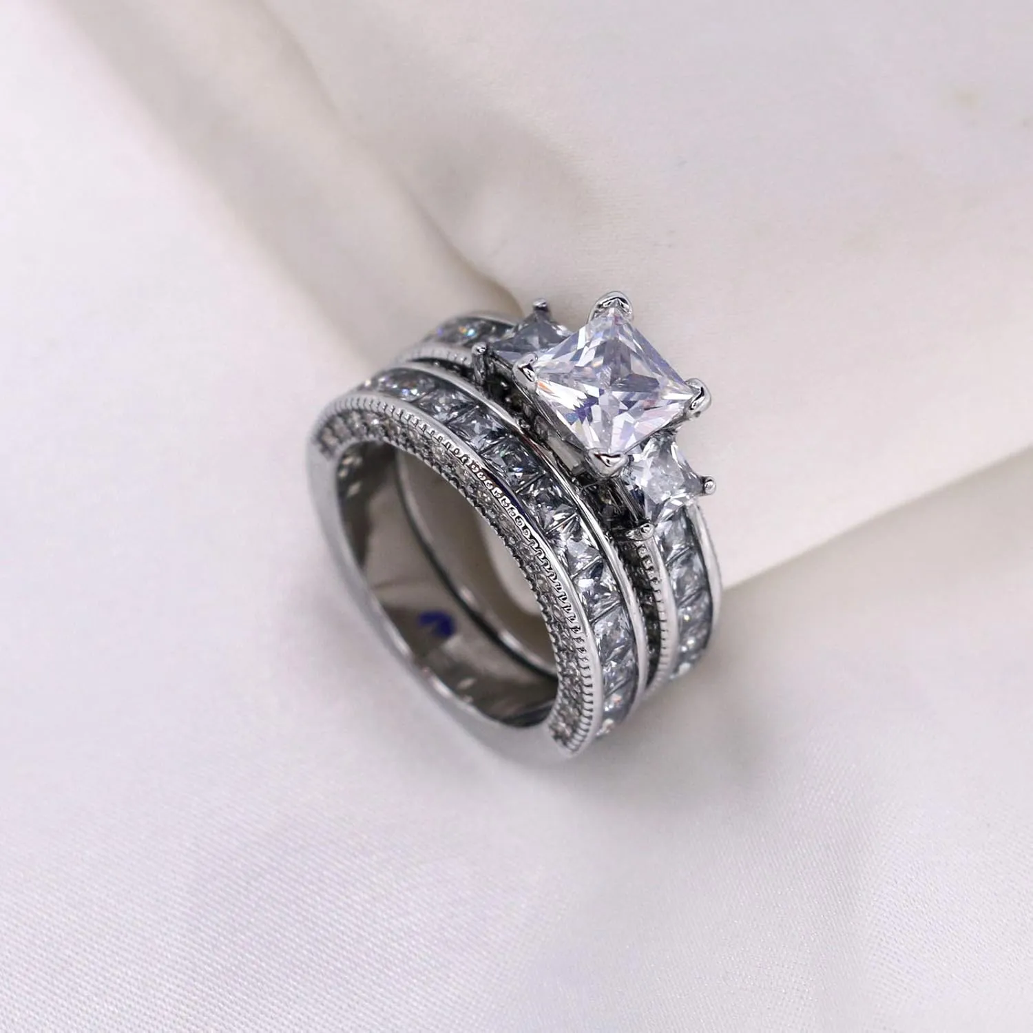 Yellow Gold Filled Bridal Sets Marquise cut Cz Engagement Ring 2pcs Womens Wedding Ring Sets