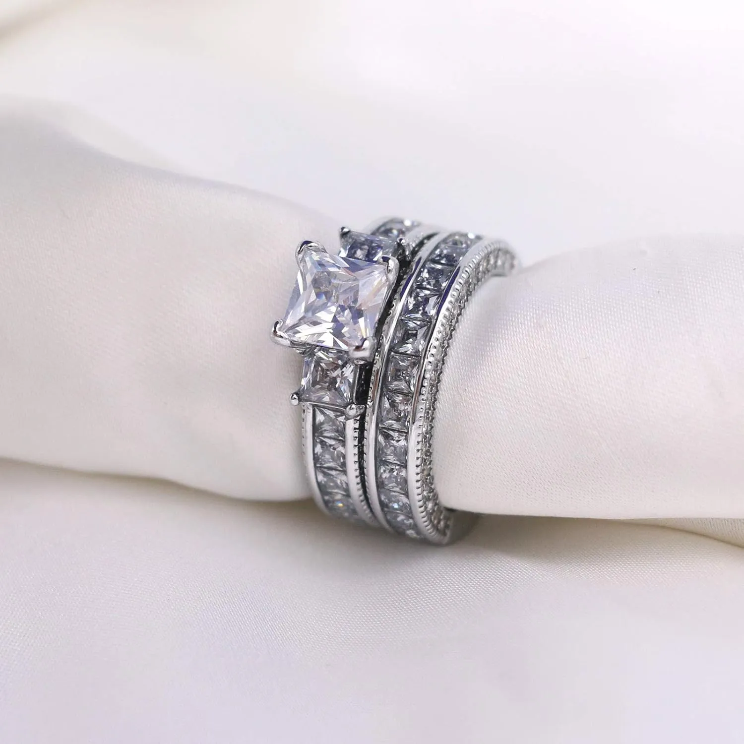 Yellow Gold Filled Bridal Sets Marquise cut Cz Engagement Ring 2pcs Womens Wedding Ring Sets