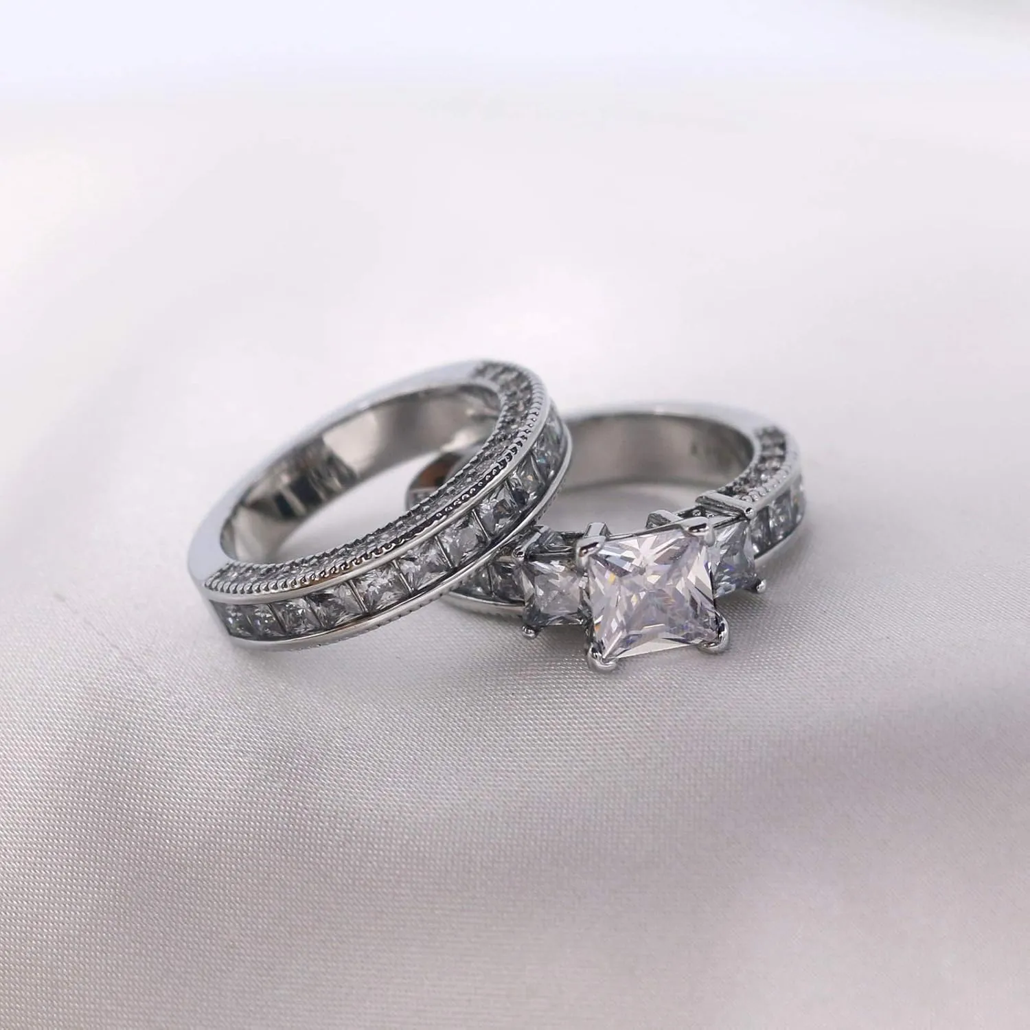 Yellow Gold Filled Bridal Sets Marquise cut Cz Engagement Ring 2pcs Womens Wedding Ring Sets