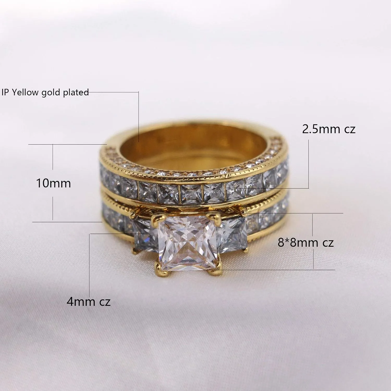 Yellow Gold Filled Bridal Sets Marquise cut Cz Engagement Ring 2pcs Womens Wedding Ring Sets