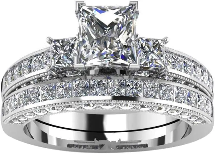 Yellow Gold Filled Bridal Sets Marquise cut Cz Engagement Ring 2pcs Womens Wedding Ring Sets