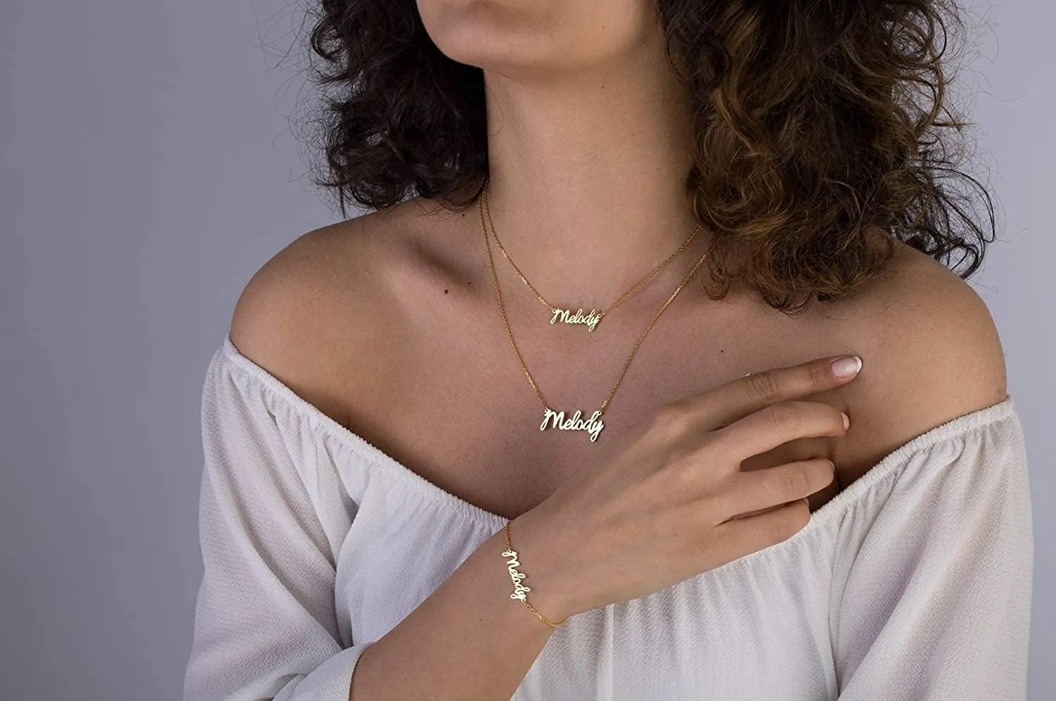 Yoke Style Custom Name Necklace for Women, Customized Nameplate Necklace Dainty Personalized Jewelry Gifts for Girlfriend, Mom