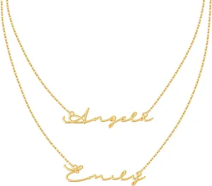 Yoke Style Custom Name Necklace for Women, Customized Nameplate Necklace Dainty Personalized Jewelry Gifts for Girlfriend, Mom