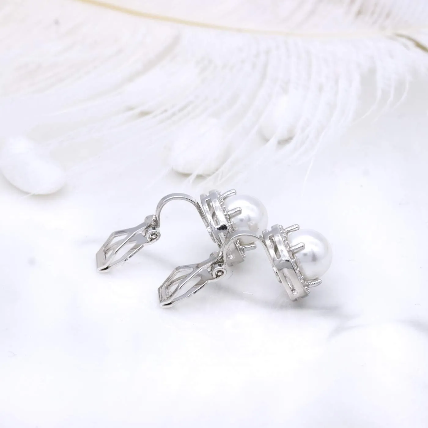 YOQUCOL 8MM Cubic Zirconia Crystal Clip On Stud Earrings Round Non Pierced Earrings for Women