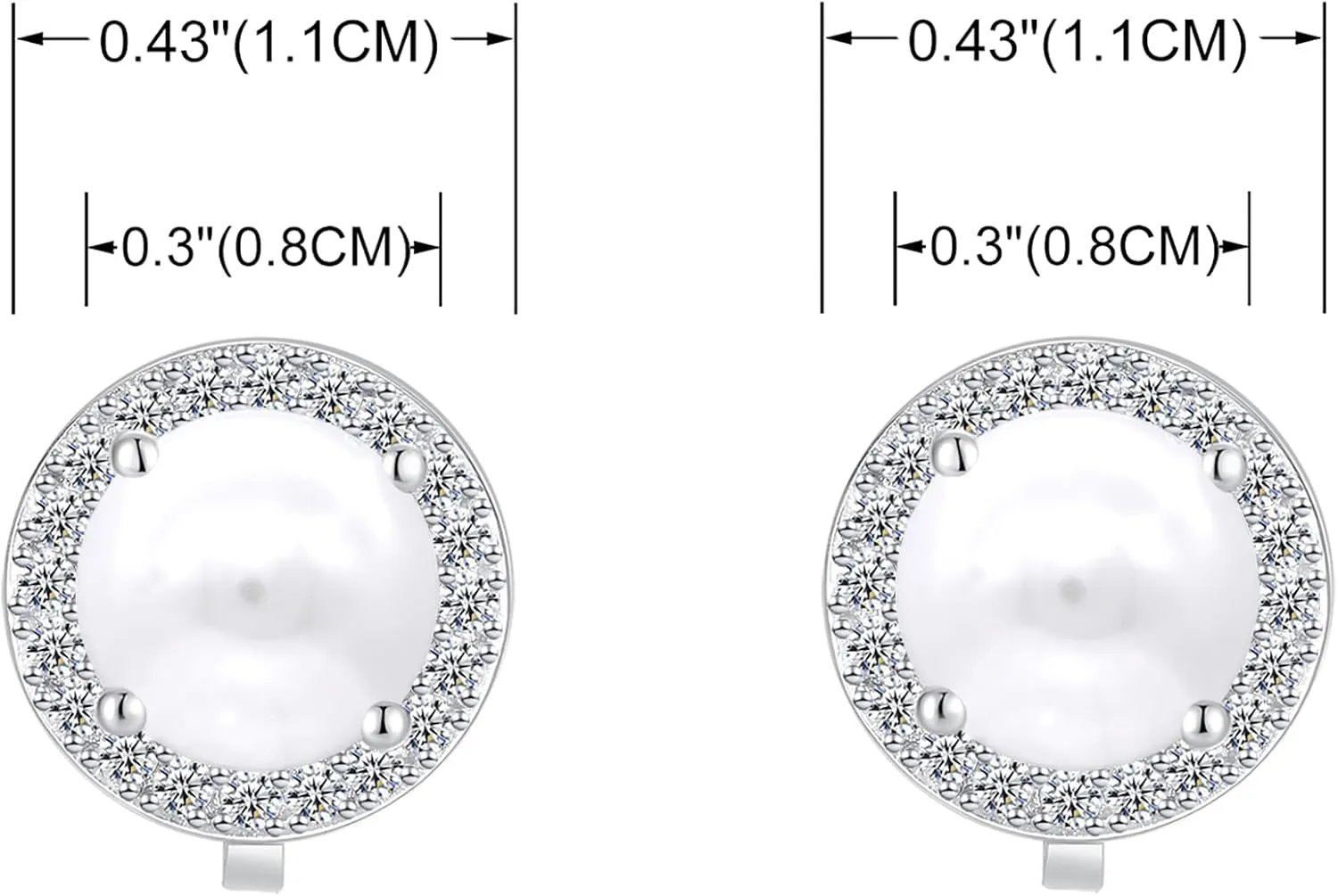 YOQUCOL 8MM Cubic Zirconia Crystal Clip On Stud Earrings Round Non Pierced Earrings for Women