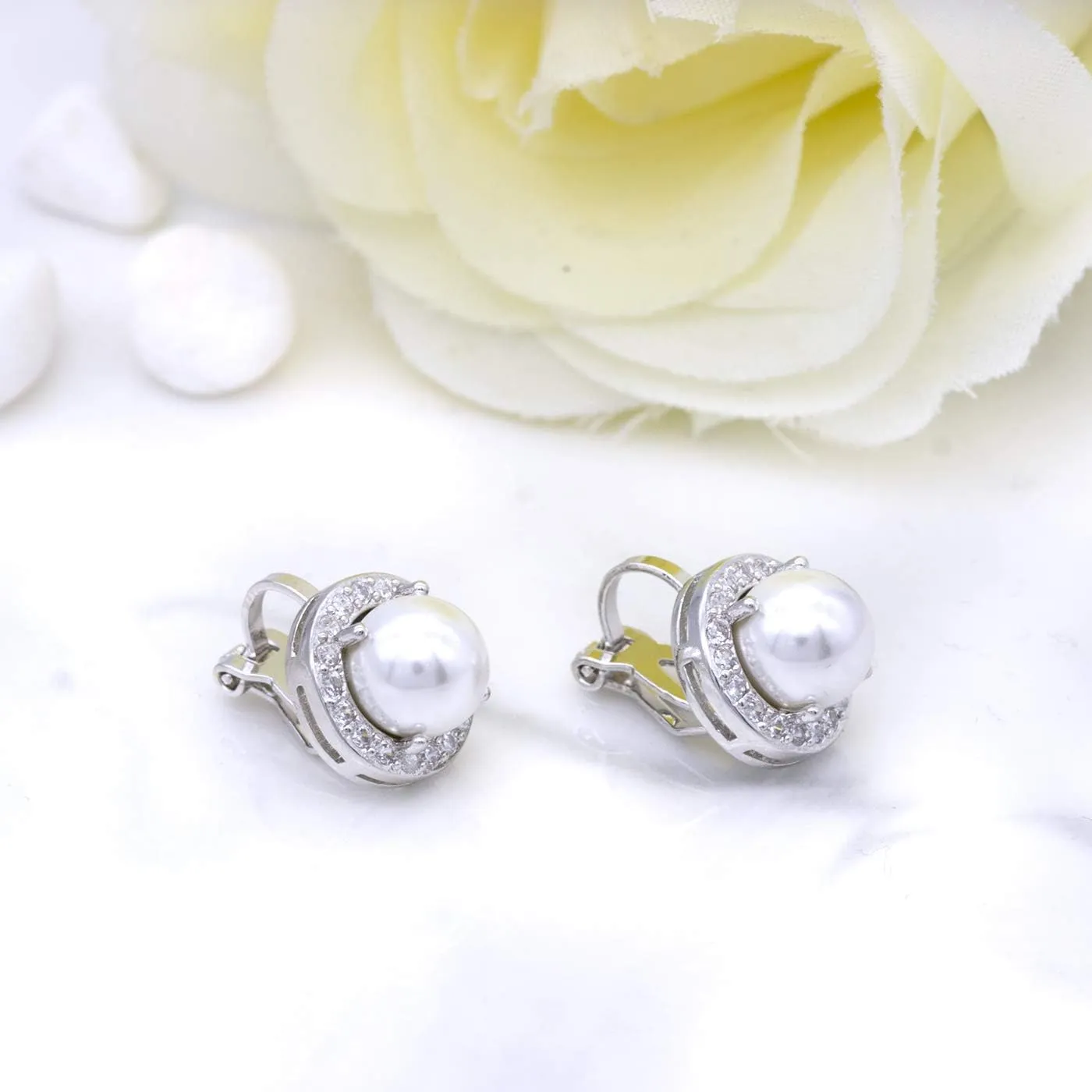YOQUCOL 8MM Cubic Zirconia Crystal Clip On Stud Earrings Round Non Pierced Earrings for Women