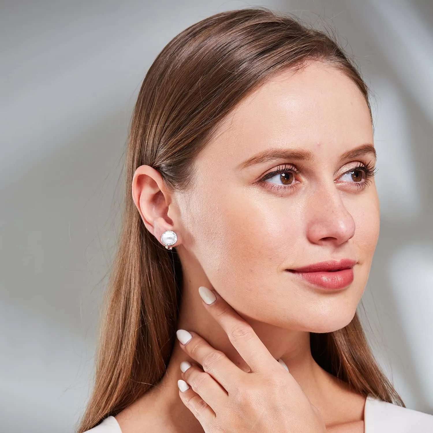 YOQUCOL 8MM Cubic Zirconia Crystal Clip On Stud Earrings Round Non Pierced Earrings for Women