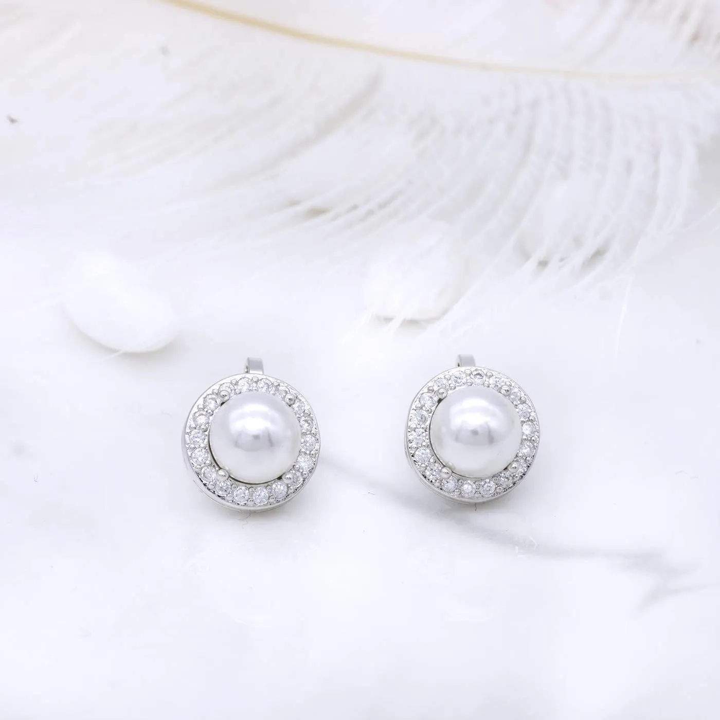 YOQUCOL 8MM Cubic Zirconia Crystal Clip On Stud Earrings Round Non Pierced Earrings for Women