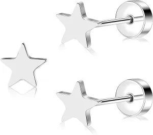 ZDE Women Flat Back Heart Earrings Non-Nickel Heart Earrings Titanium Hypoallergenic Cartilage Earrings Stud for Sensitive Ears Simple Classic 5mm Flat Stud Earring