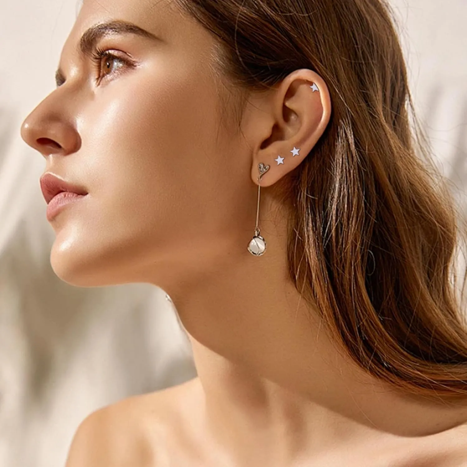 ZDE Women Flat Back Heart Earrings Non-Nickel Heart Earrings Titanium Hypoallergenic Cartilage Earrings Stud for Sensitive Ears Simple Classic 5mm Flat Stud Earring